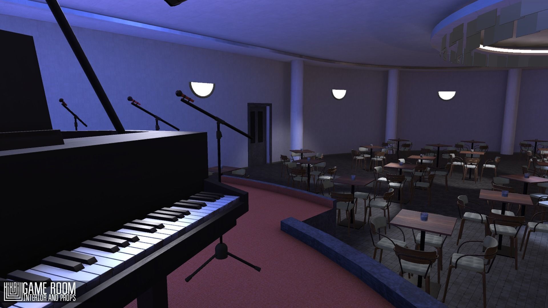 Jazz club - interior and props Low-poly 3D model_23