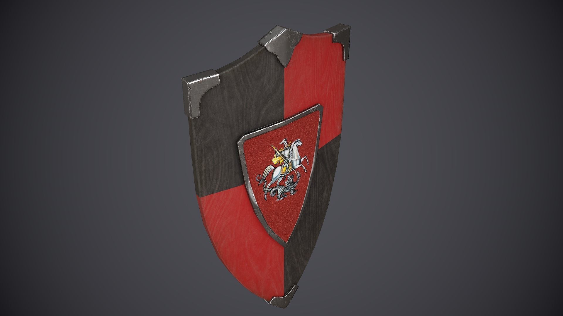 Shield Medieval Low-poly 3D model_2