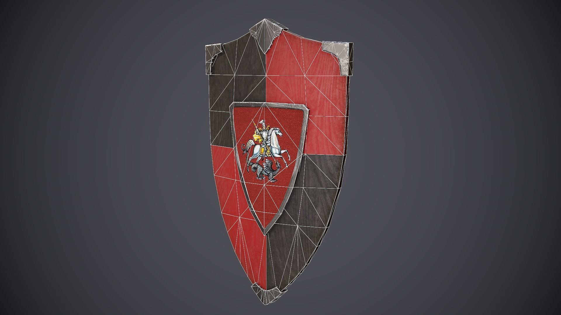 Shield Medieval Low-poly 3D model_9