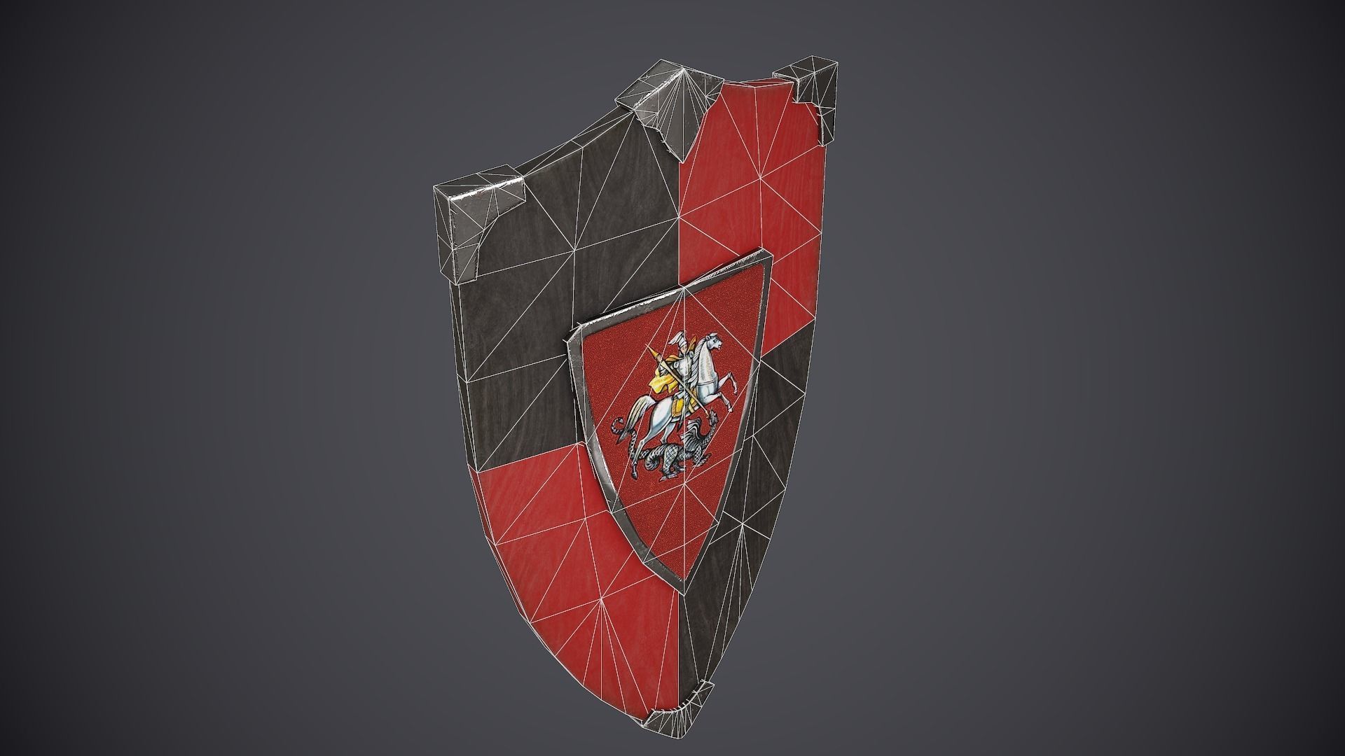 Shield Medieval Low-poly 3D model_3