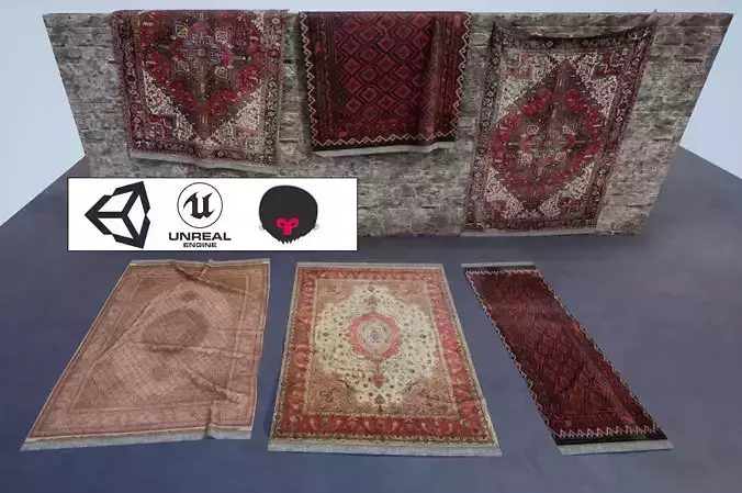 persian Carpets Low poly PBR game ready Low-poly 3D model