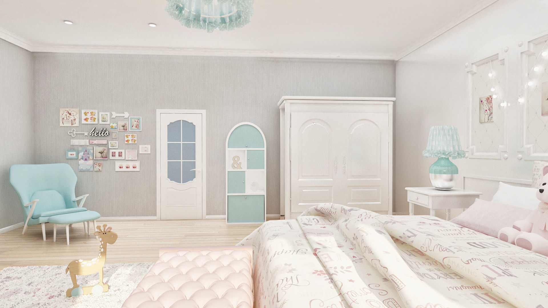girls bedroom 3D model_8