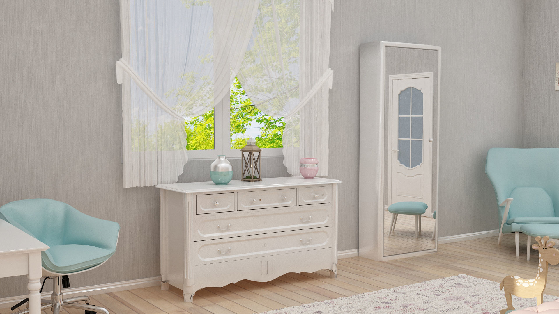 girls bedroom 3D model_5