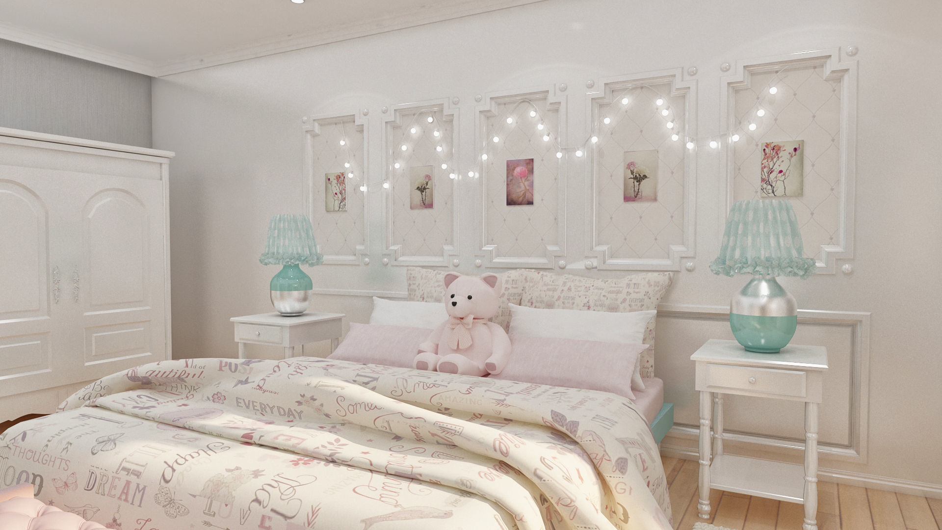 girls bedroom 3D model_7