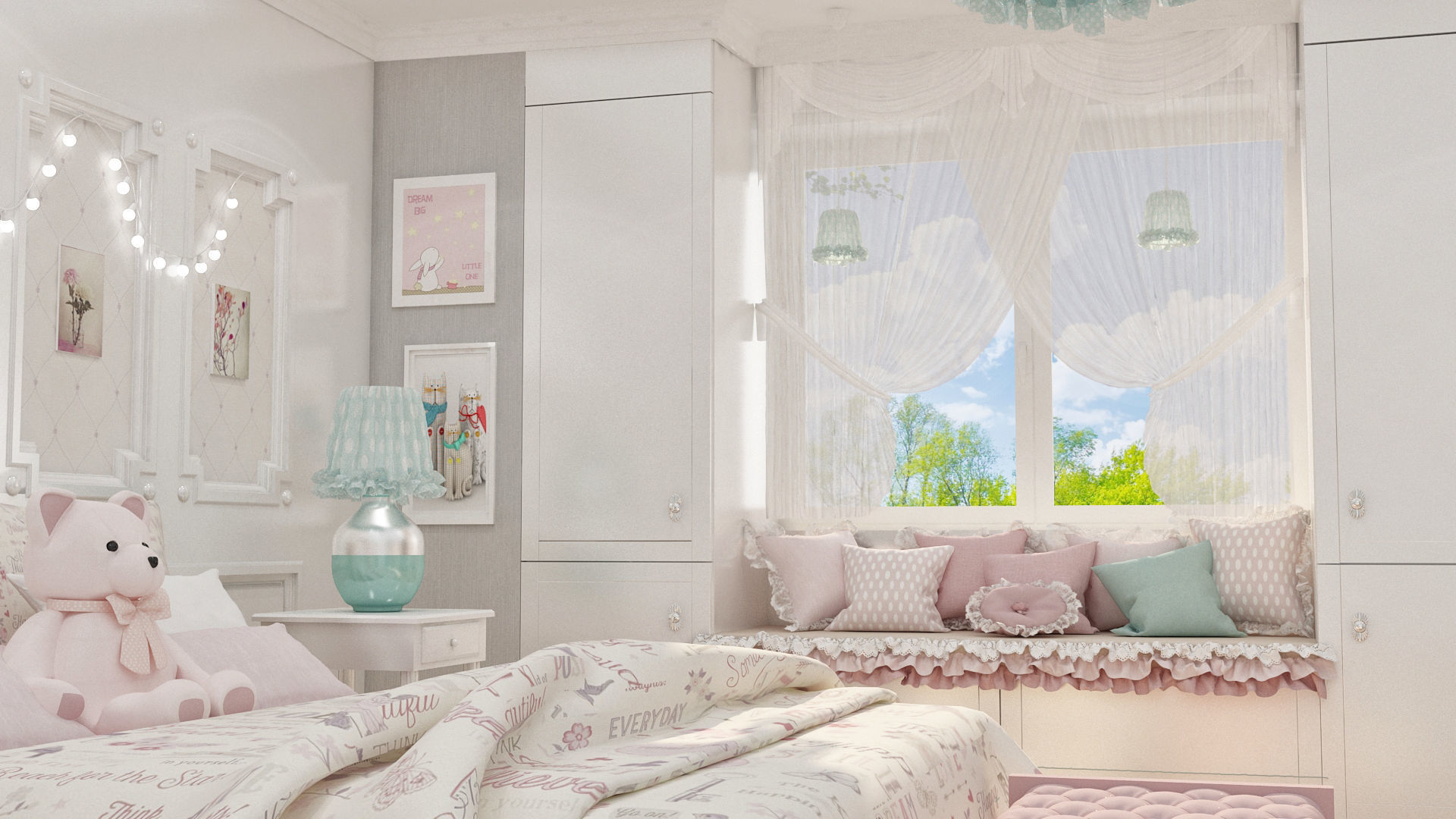 girls bedroom 3D model_3
