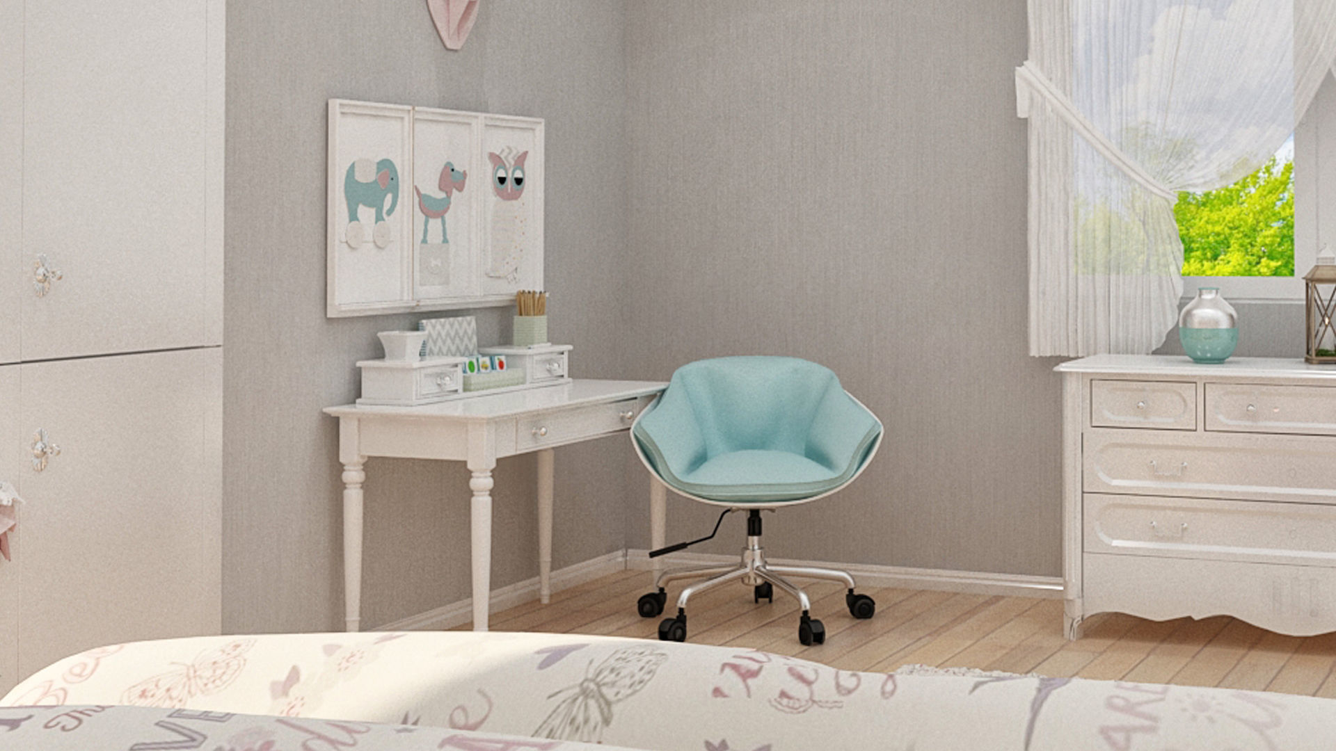 girls bedroom 3D model_14