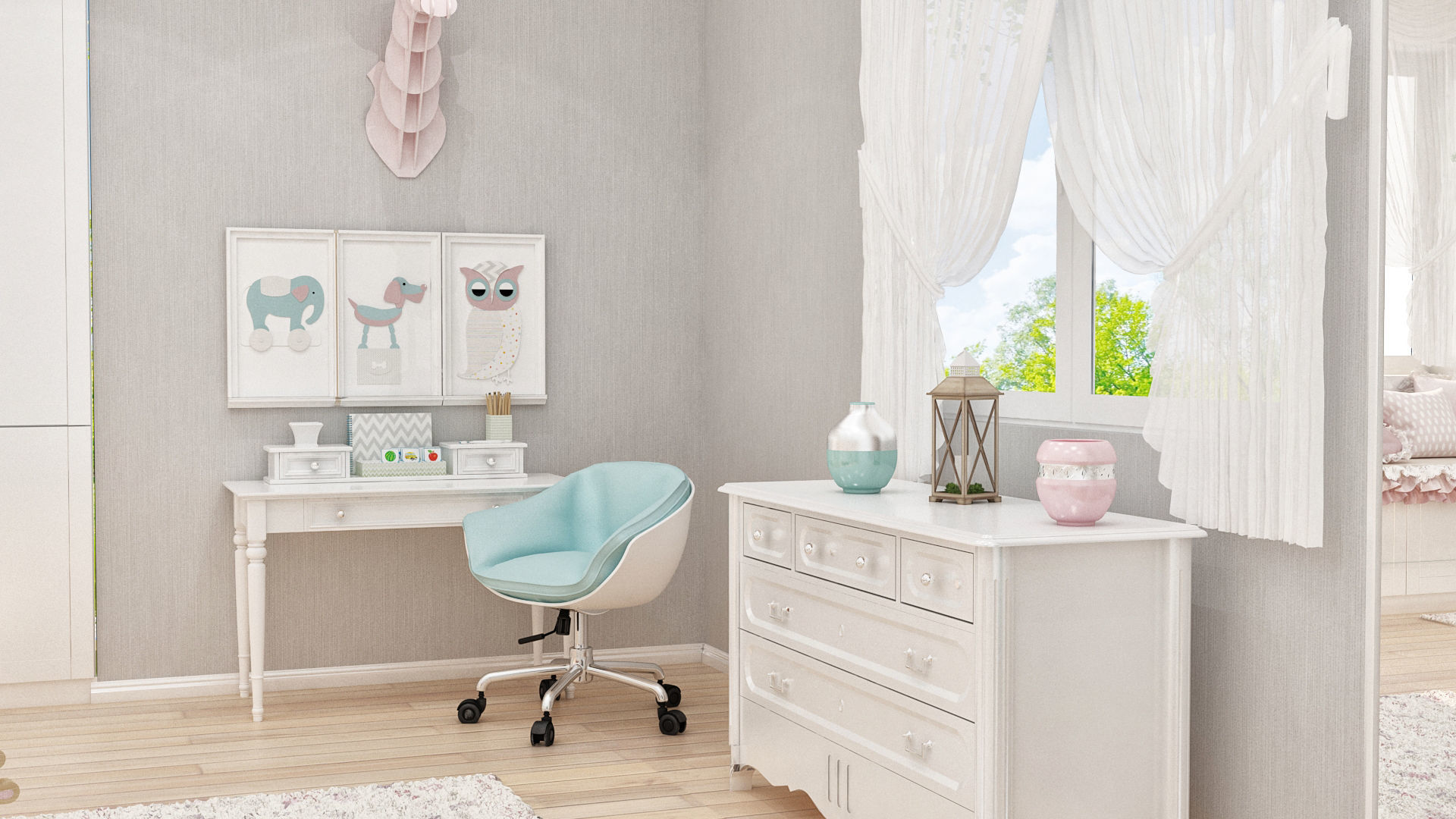 girls bedroom 3D model_6