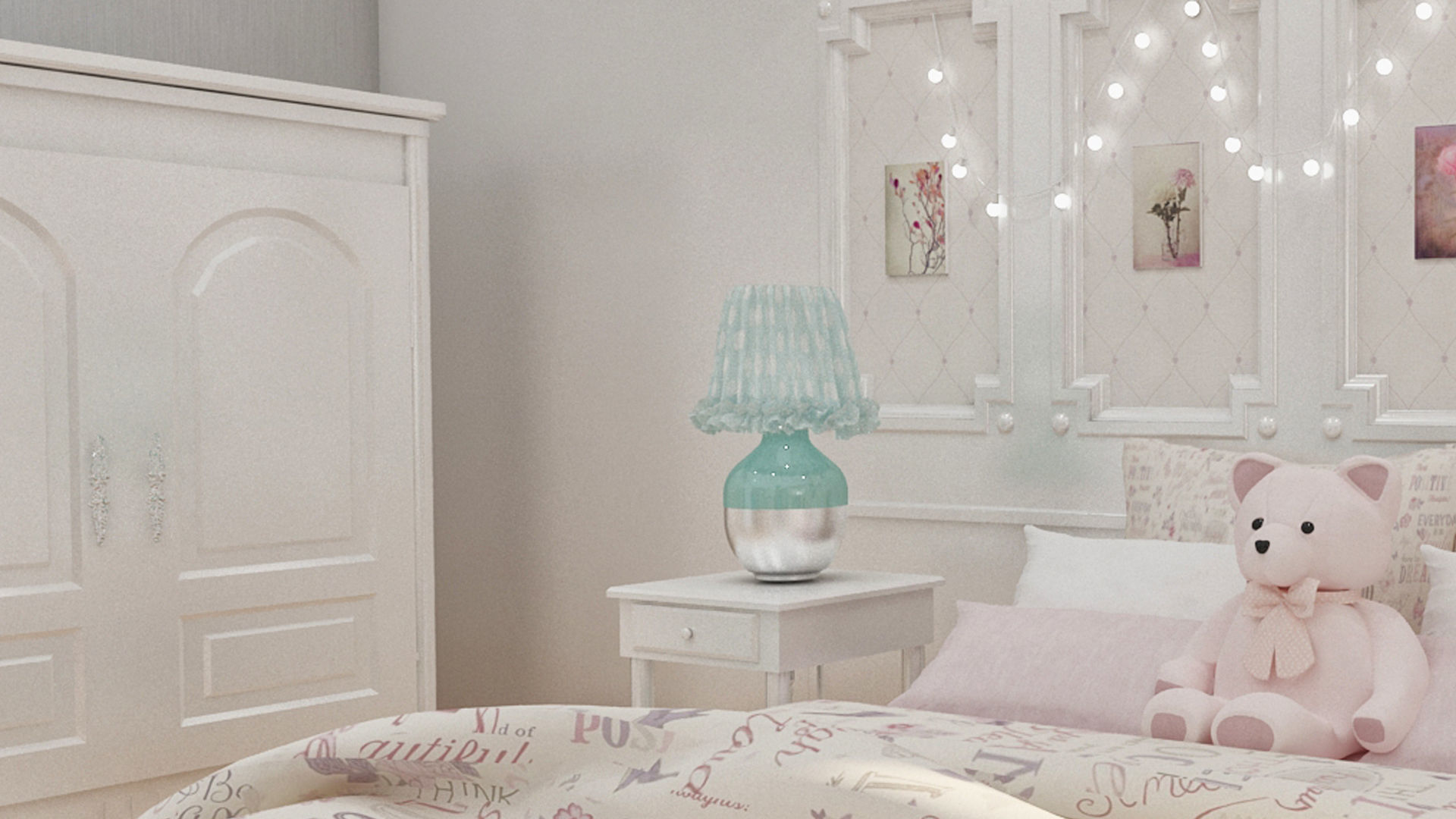 girls bedroom 3D model_13