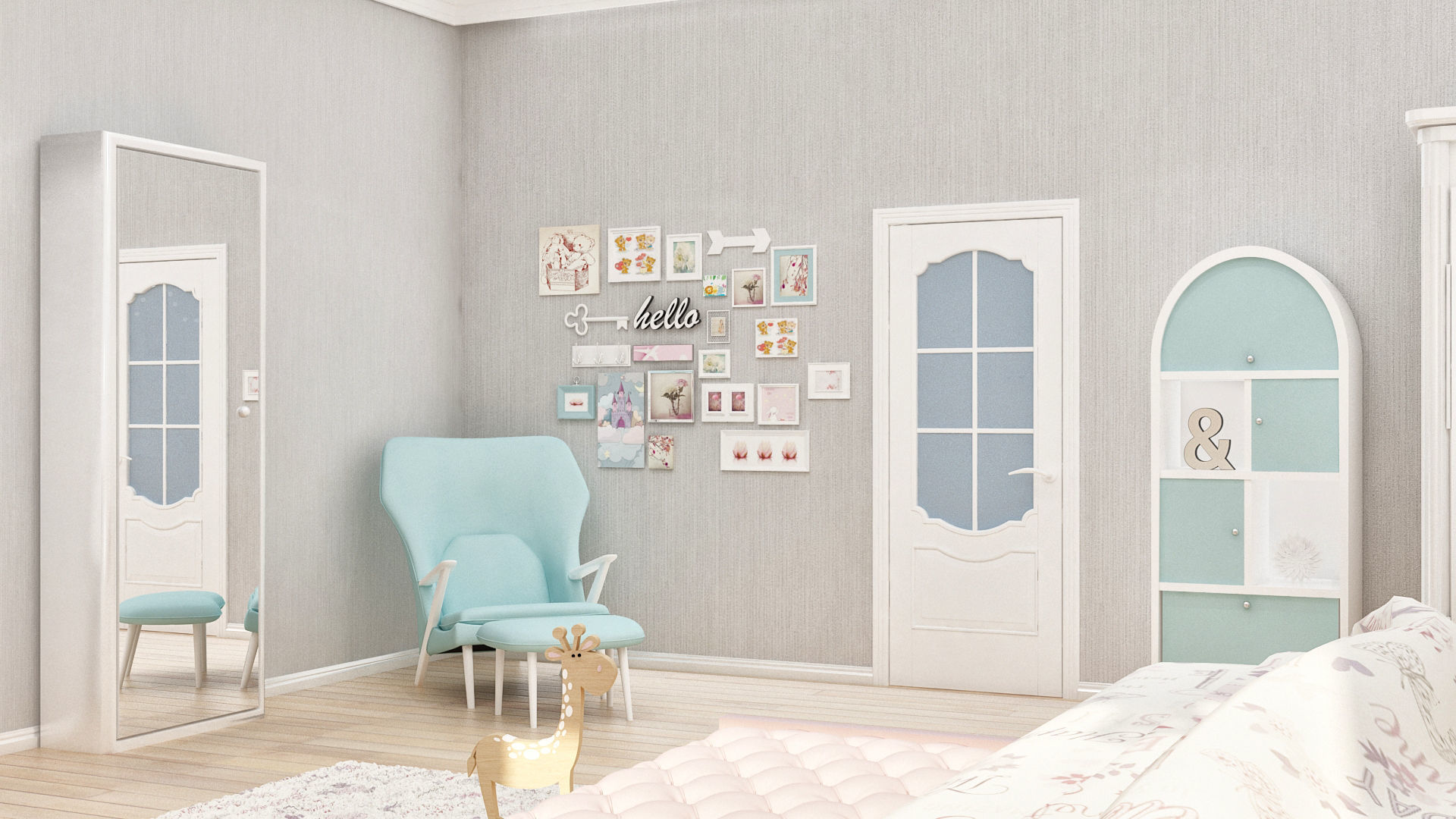 girls bedroom 3D model_9