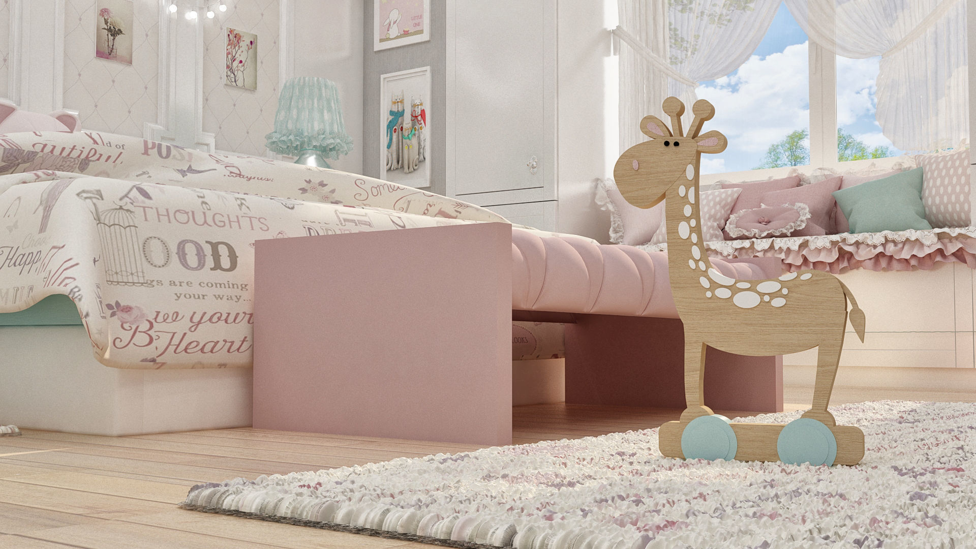 girls bedroom 3D model_1