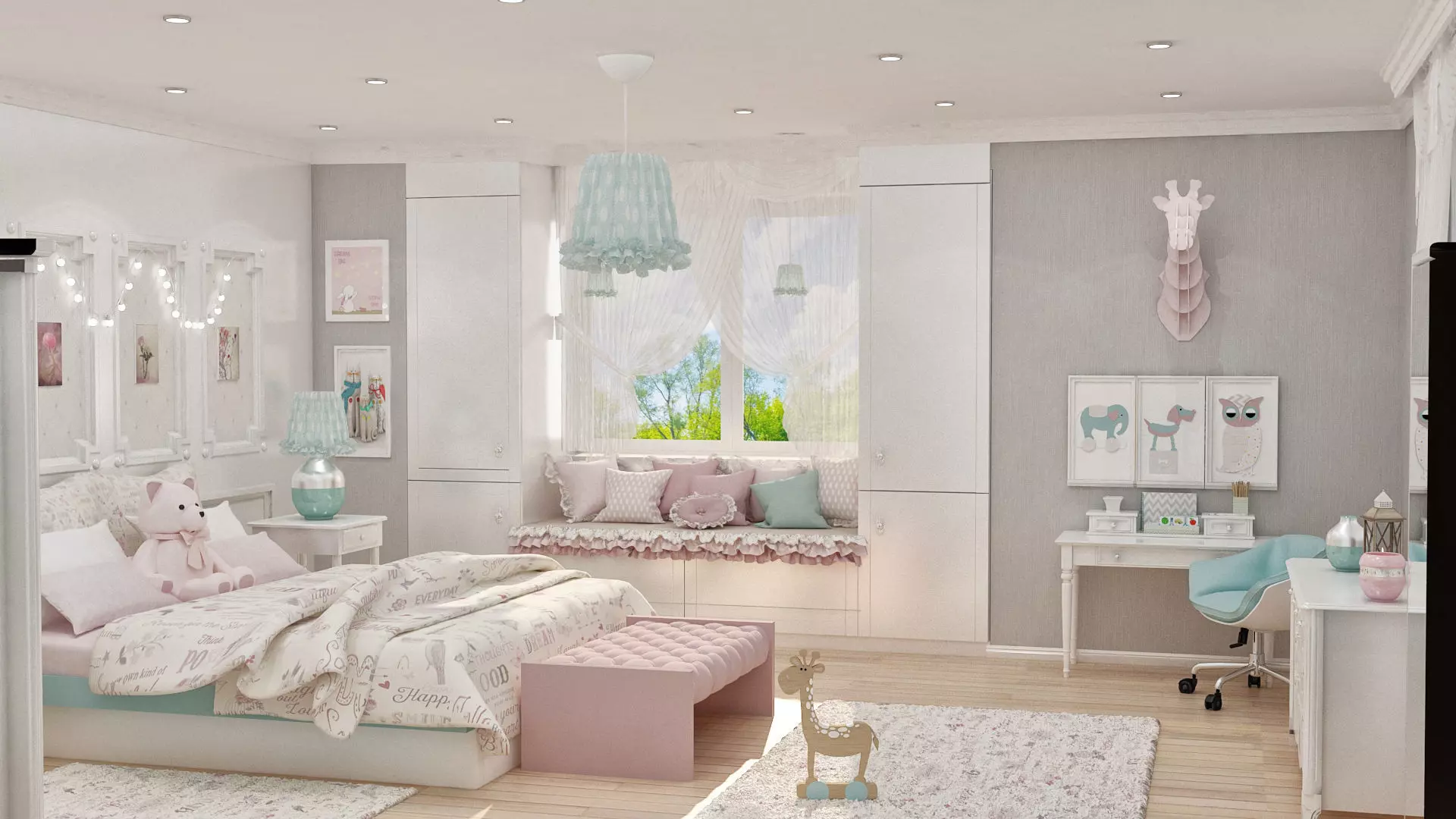 girls bedroom 3D model_0