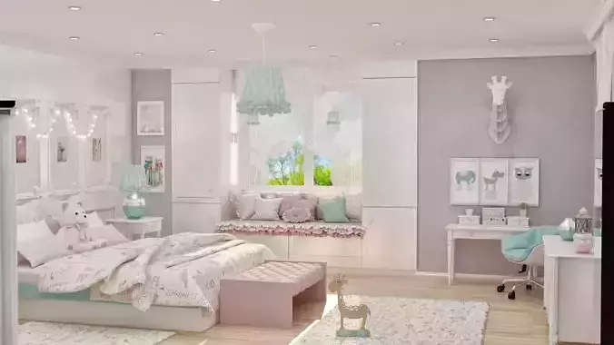 girls bedroom 3D model