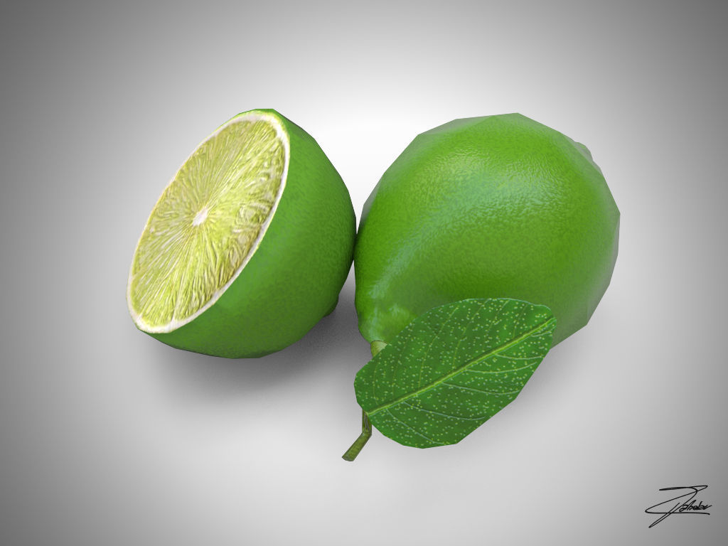 Lime fruit Low-poly 3D model_3