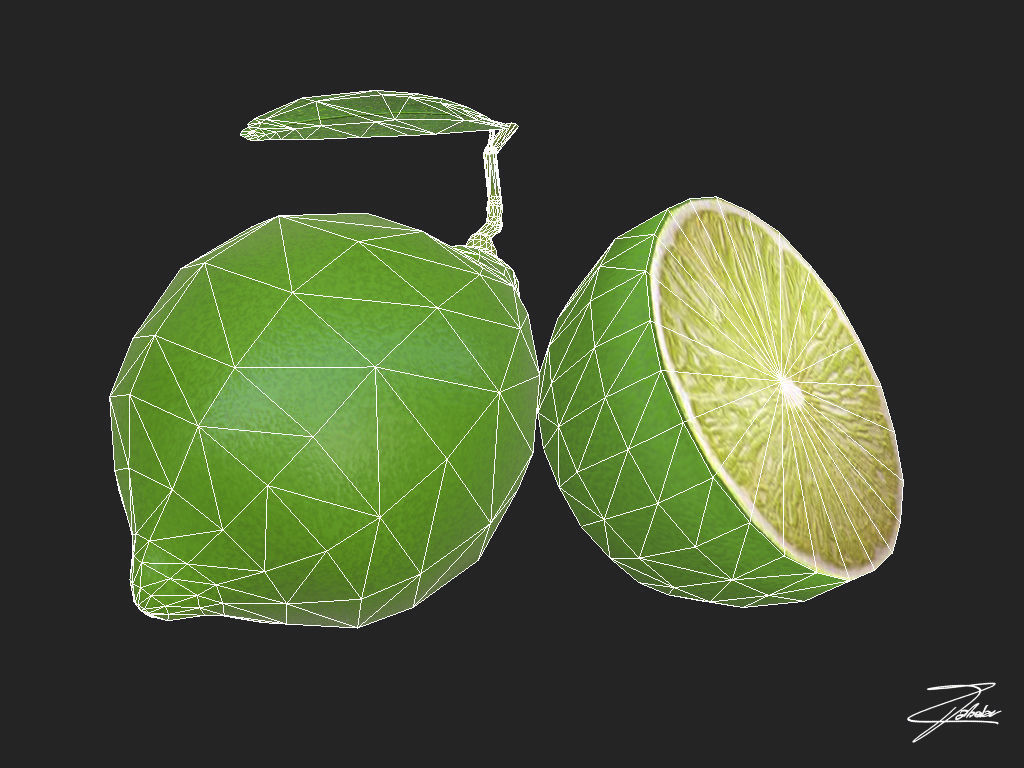 Lime fruit Low-poly 3D model_5