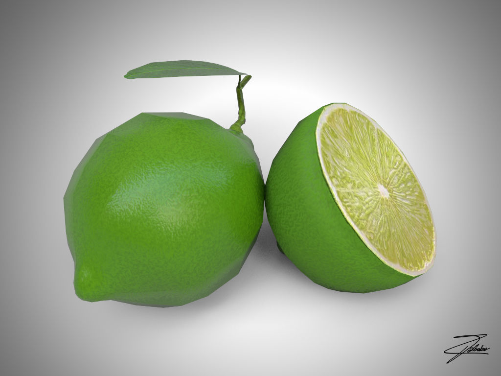 Lime fruit Low-poly 3D model_1
