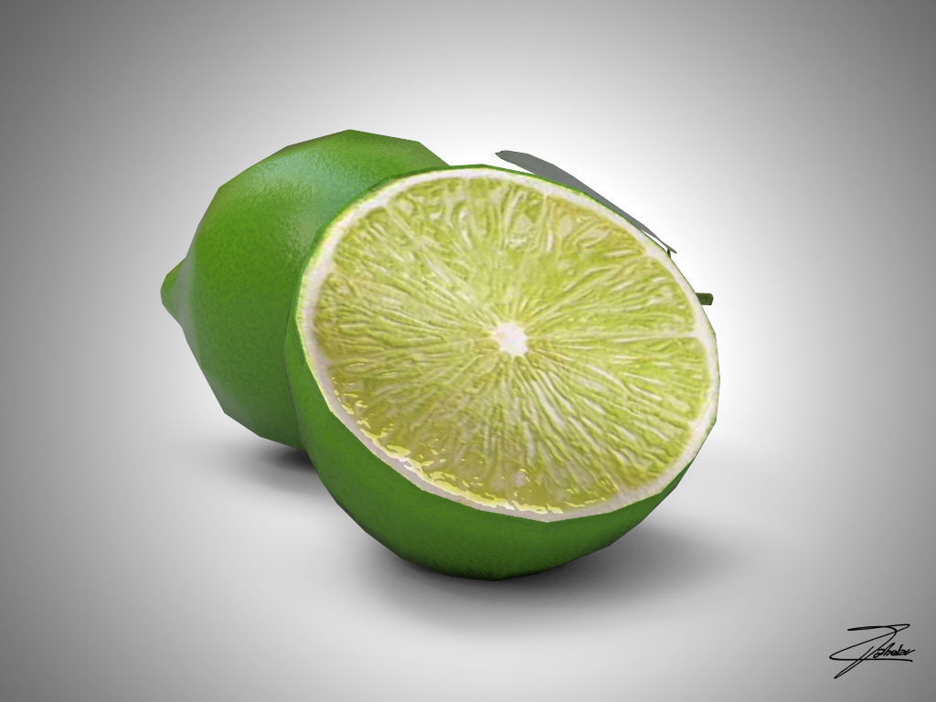 Lime fruit Low-poly 3D model_2