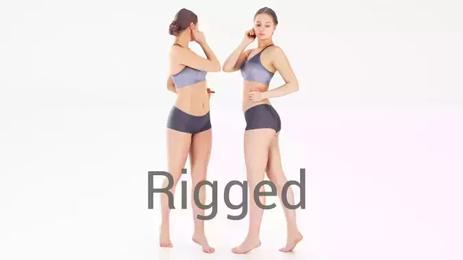 Scan sporty female rigged 02 Low-poly 3D model