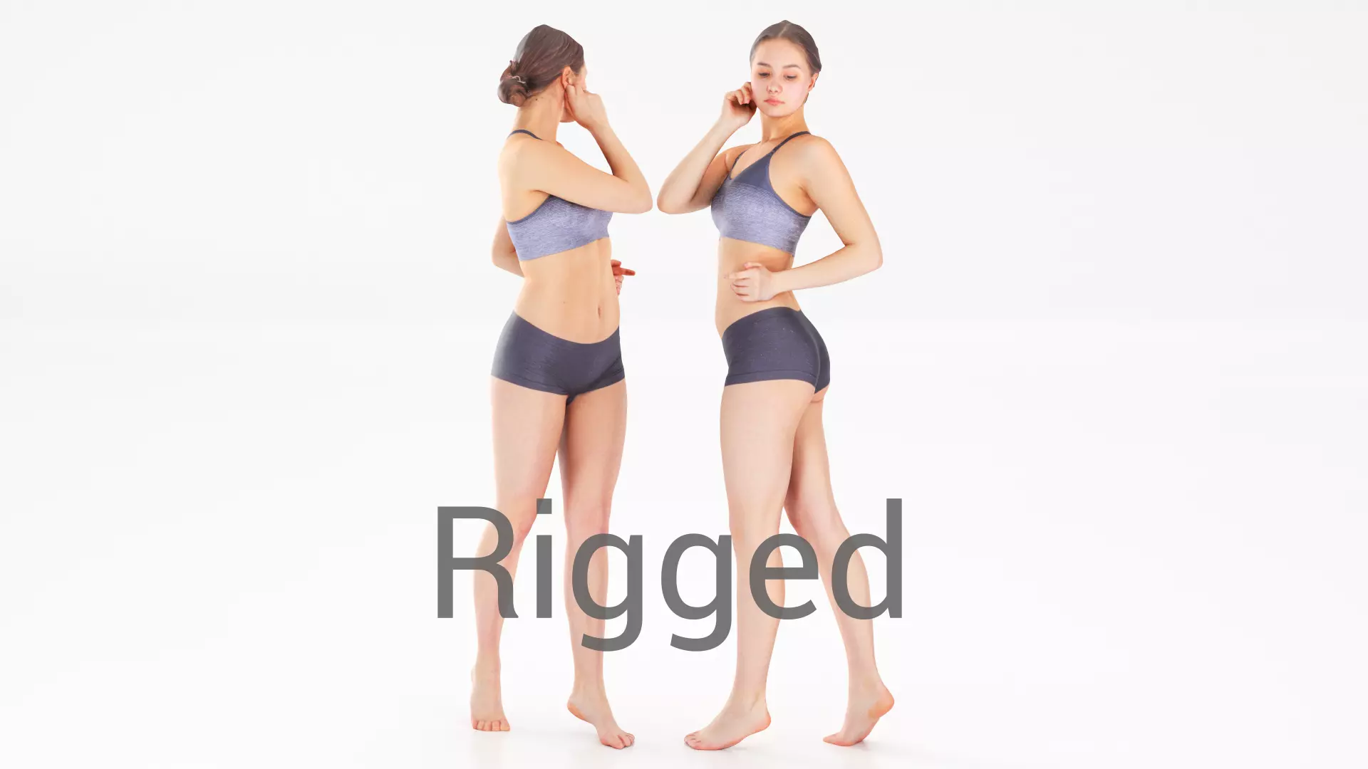 Scan sporty female rigged 02 Low-poly 3D model_0