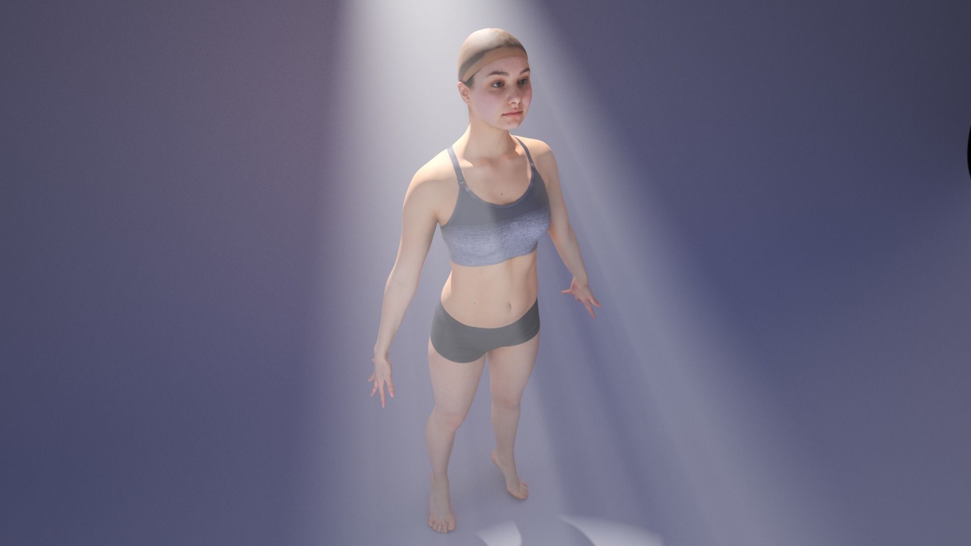 Scan sporty female rigged 02 Low-poly 3D model_8