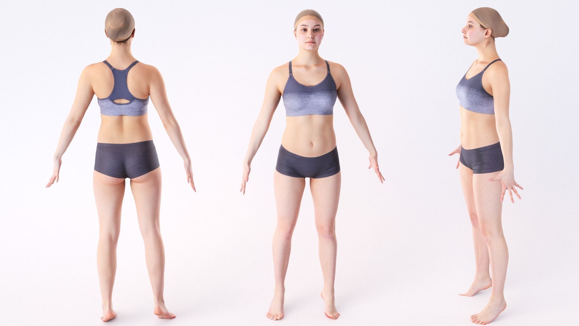 Scan sporty female rigged 02 Low-poly 3D model_6