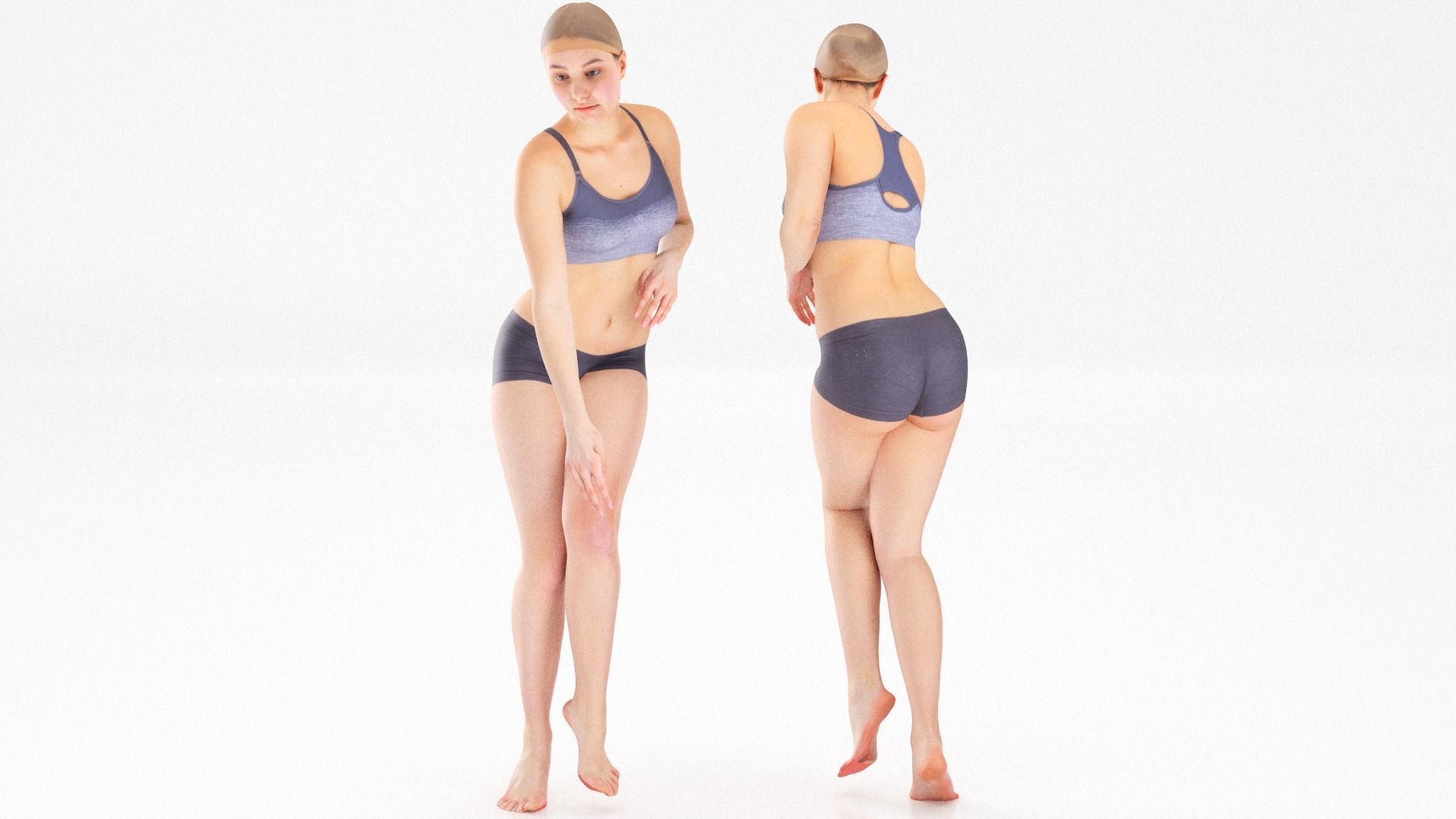 Scan sporty female rigged 02 Low-poly 3D model_1