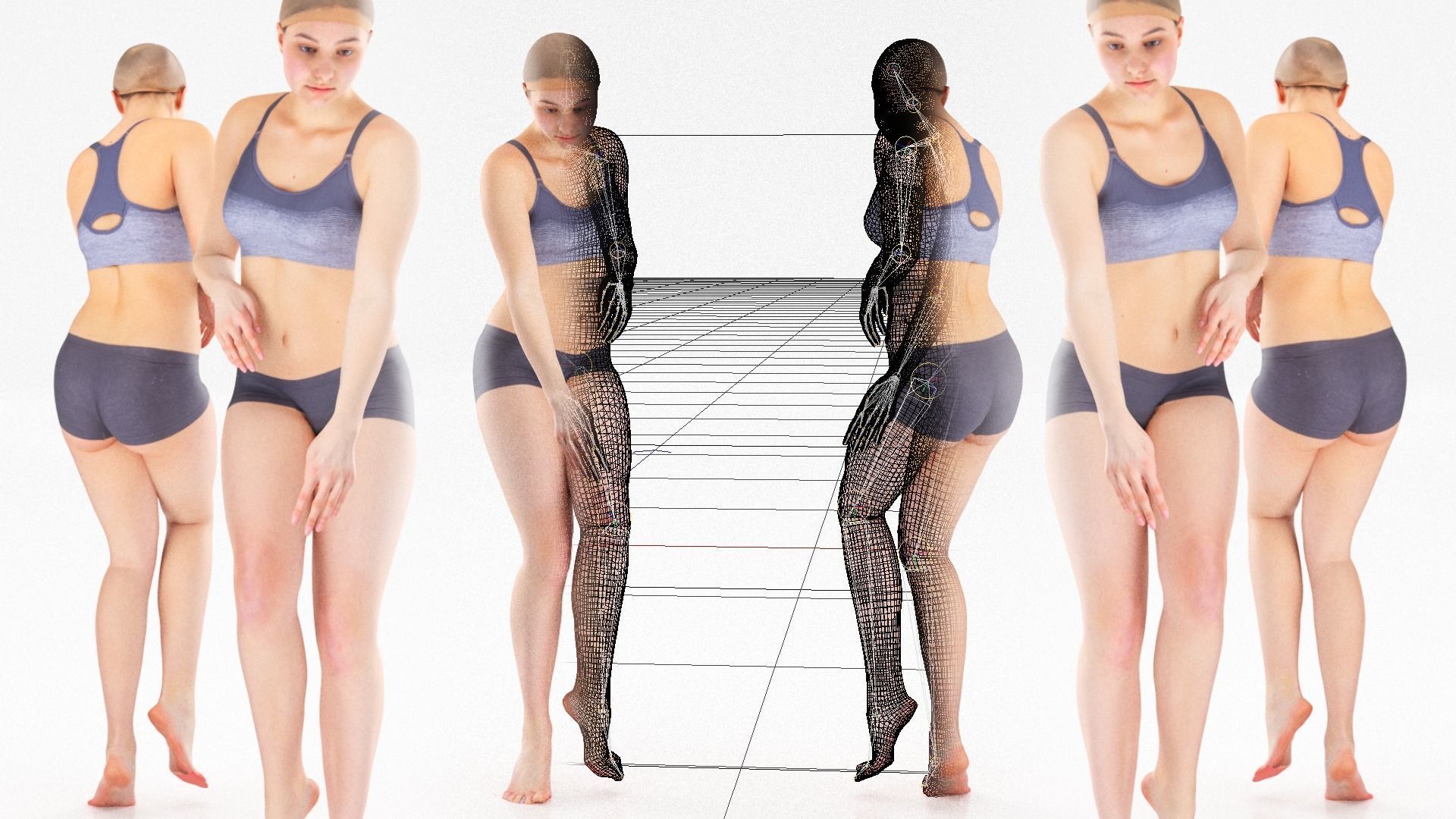 Scan sporty female rigged 02 Low-poly 3D model_2