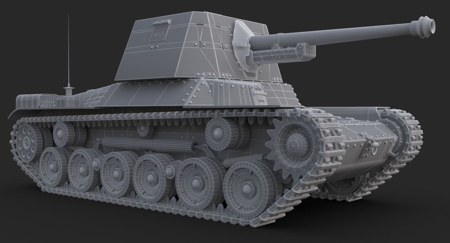 Tank Type 3 Ho Ni III Japan Mental Ray 3D model_24