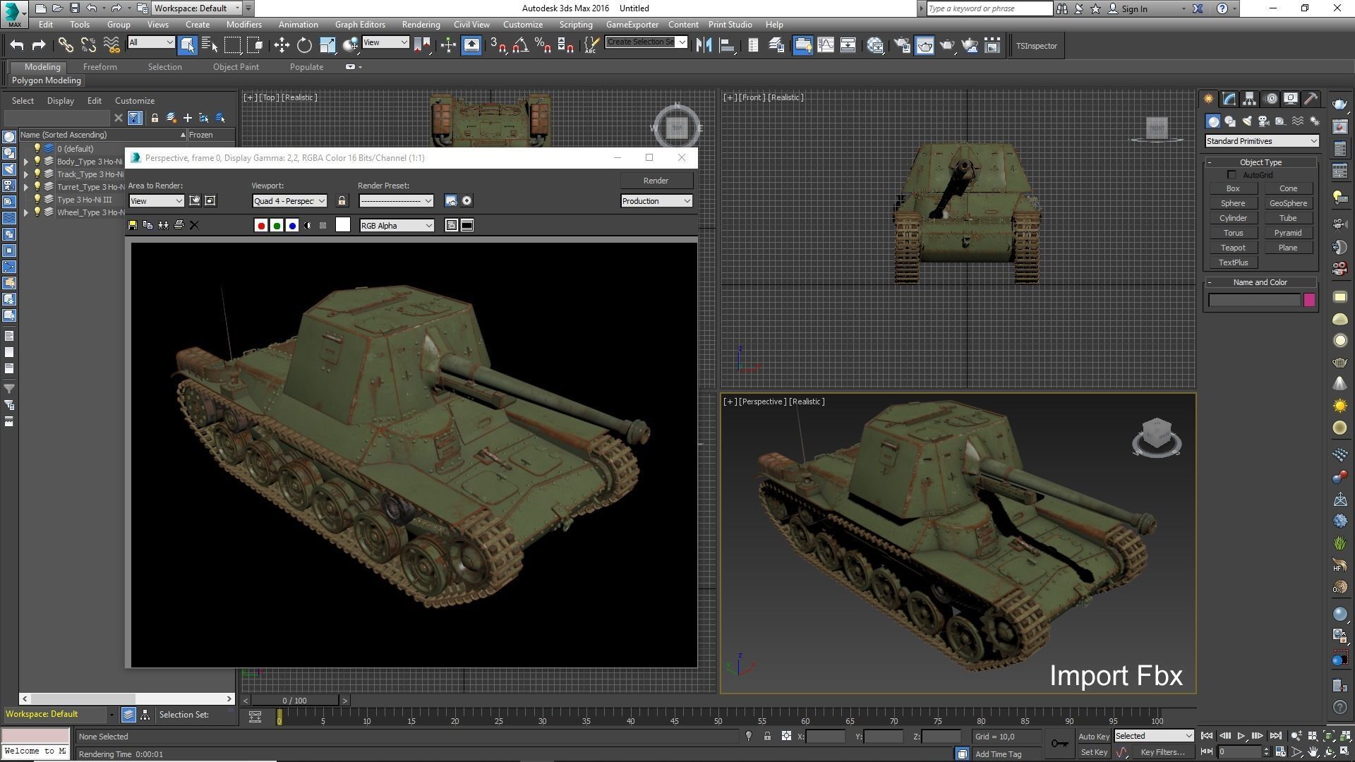 Tank Type 3 Ho Ni III Japan Mental Ray 3D model_28