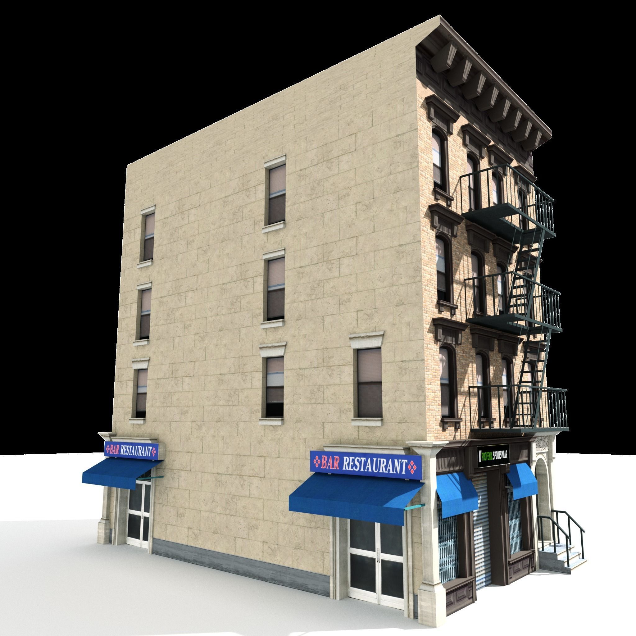 Nyc Building 05 type 1 Low-poly 3D model_6