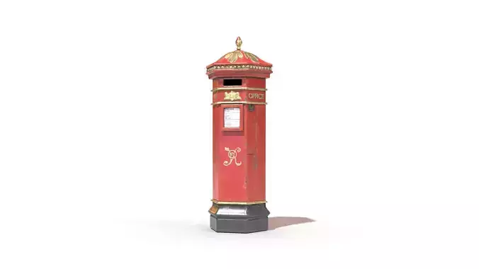 Vintage Post Box Low-poly 3D model