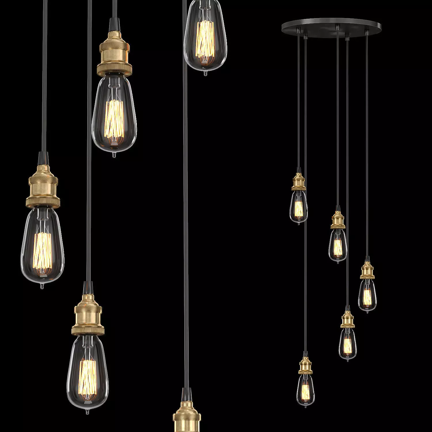 FACTORY FILAMENT BARE BULB ROUND PENDANT 3D model_0