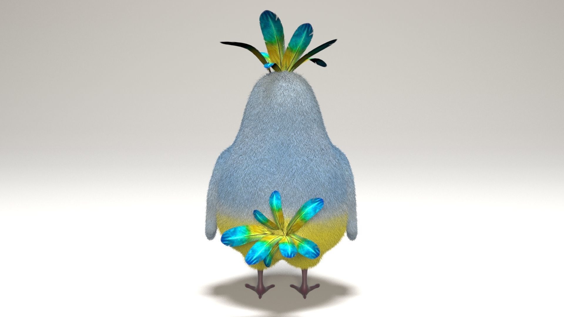 cartoon bird Low-poly 3D model_4