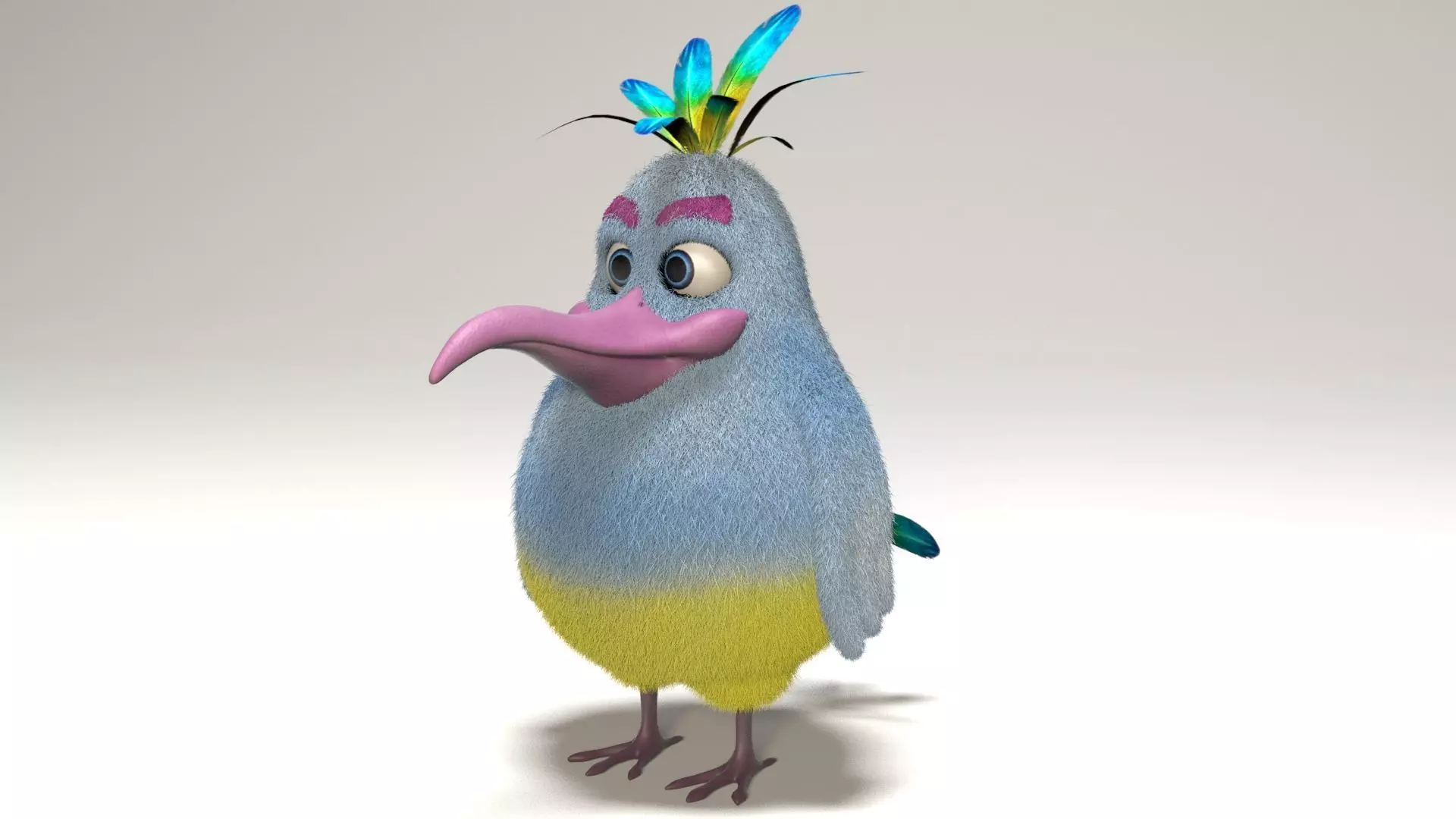 cartoon bird Low-poly 3D model_0