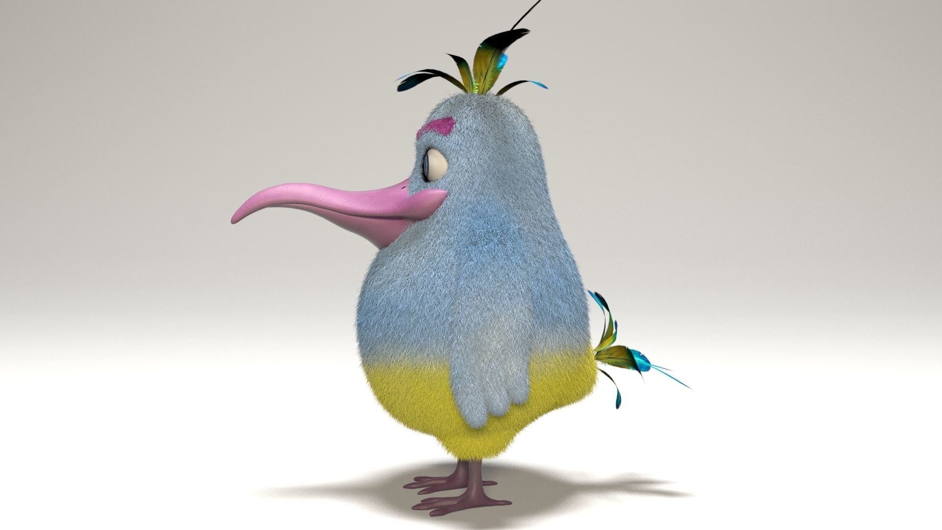 cartoon bird Low-poly 3D model_2