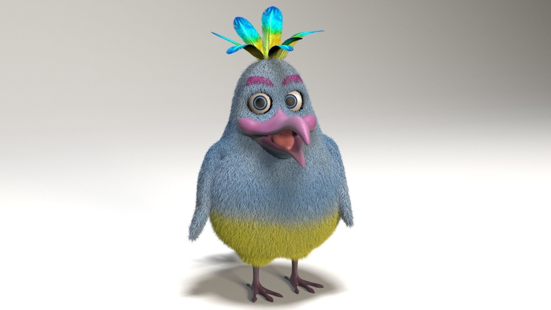 cartoon bird Low-poly 3D model_6
