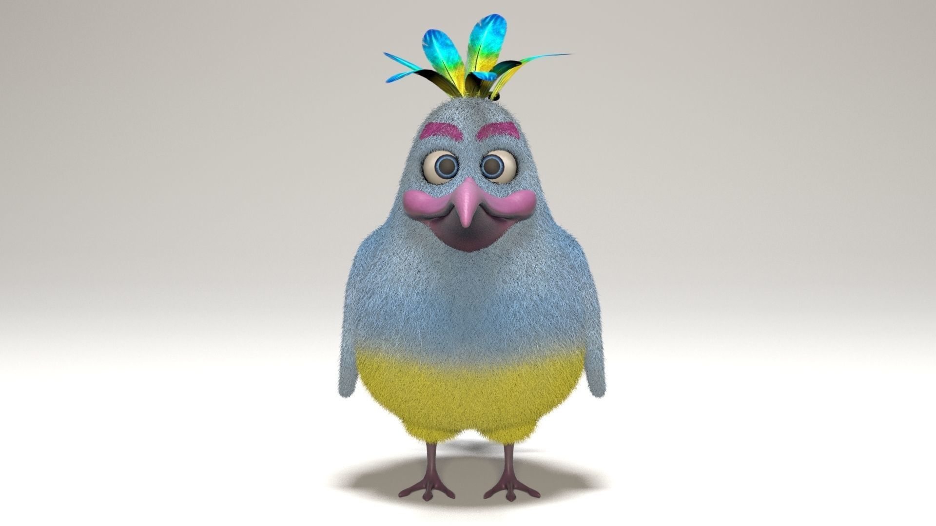 cartoon bird Low-poly 3D model_1