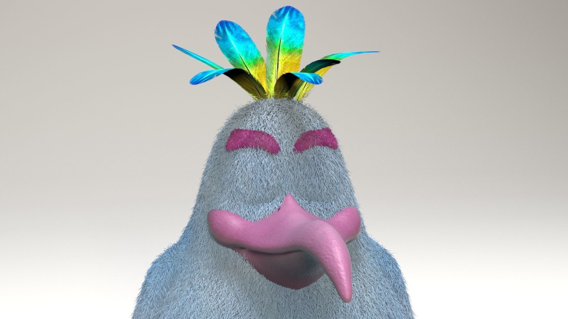 cartoon bird Low-poly 3D model_9