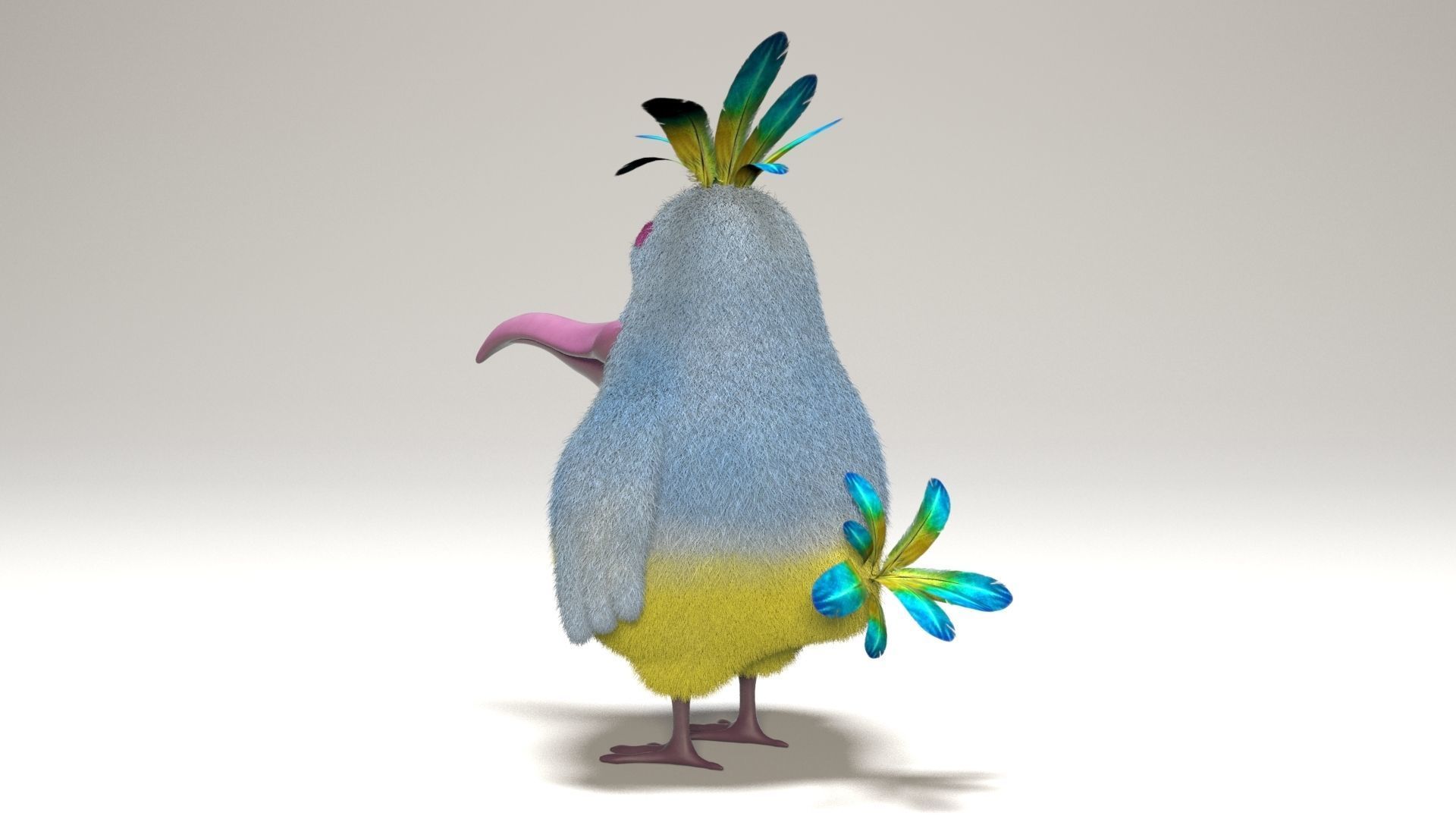 cartoon bird Low-poly 3D model_3
