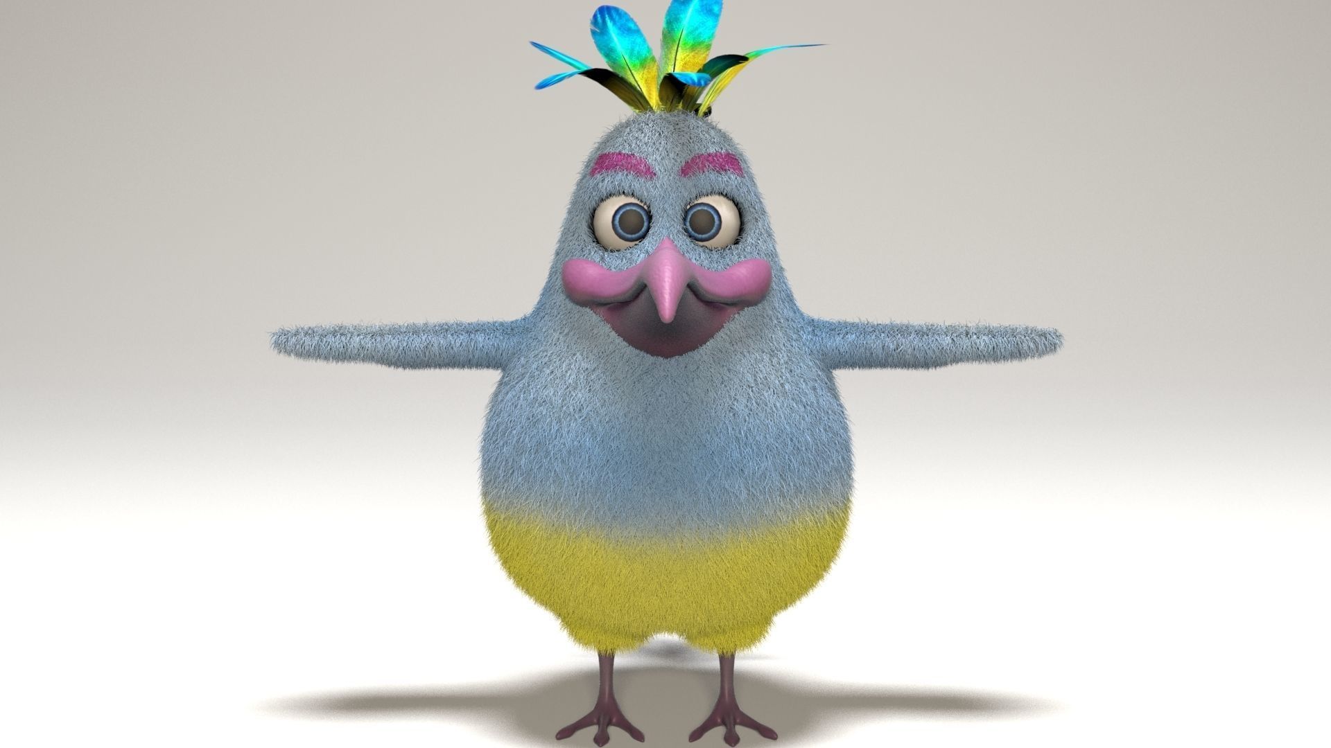 cartoon bird Low-poly 3D model_5