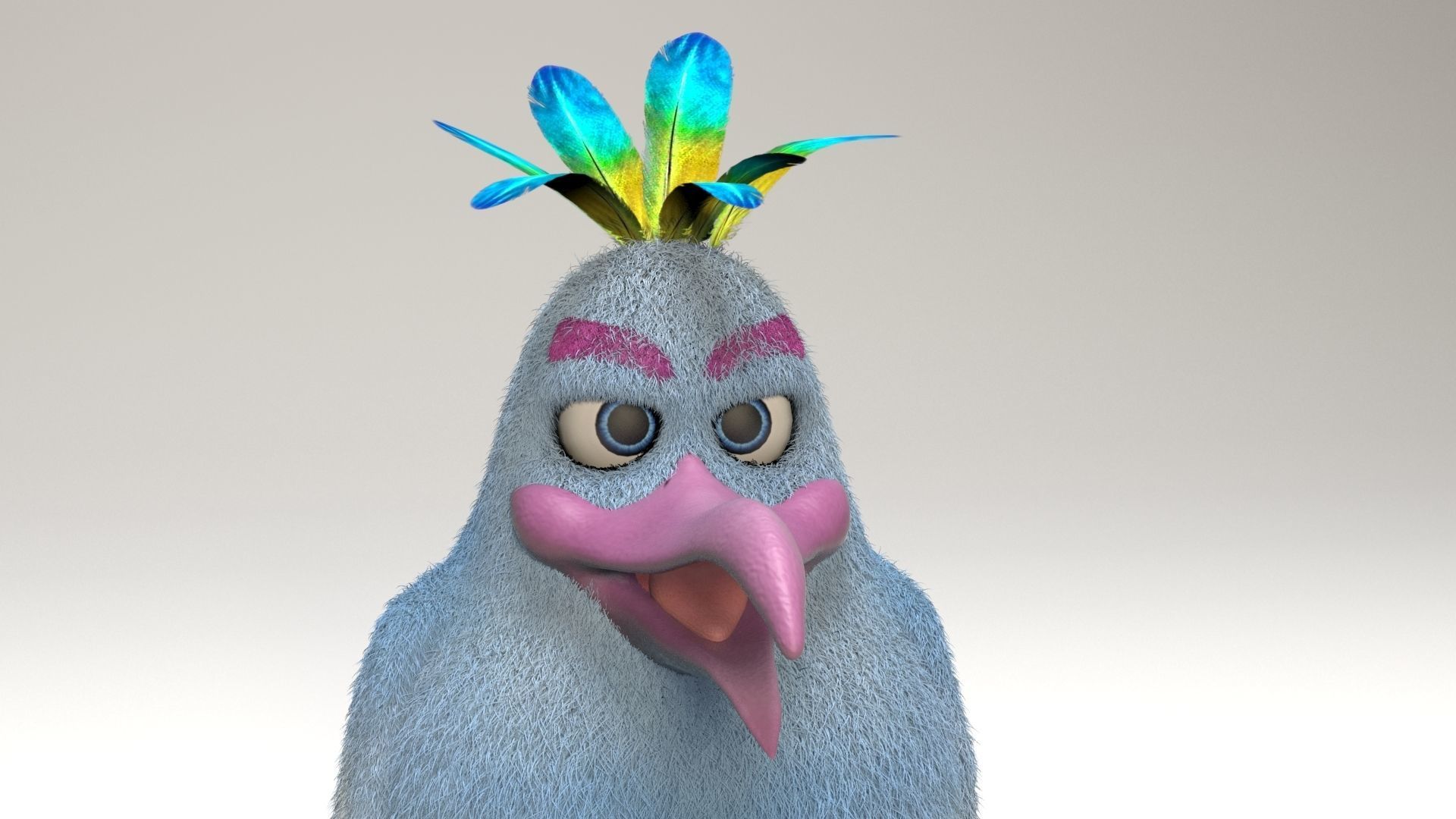 cartoon bird Low-poly 3D model_8
