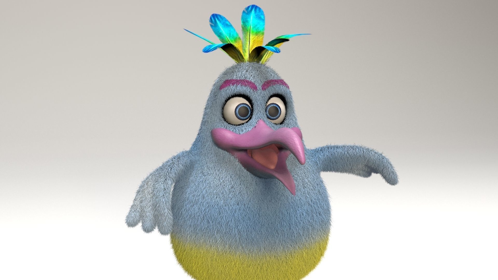 cartoon bird Low-poly 3D model_7