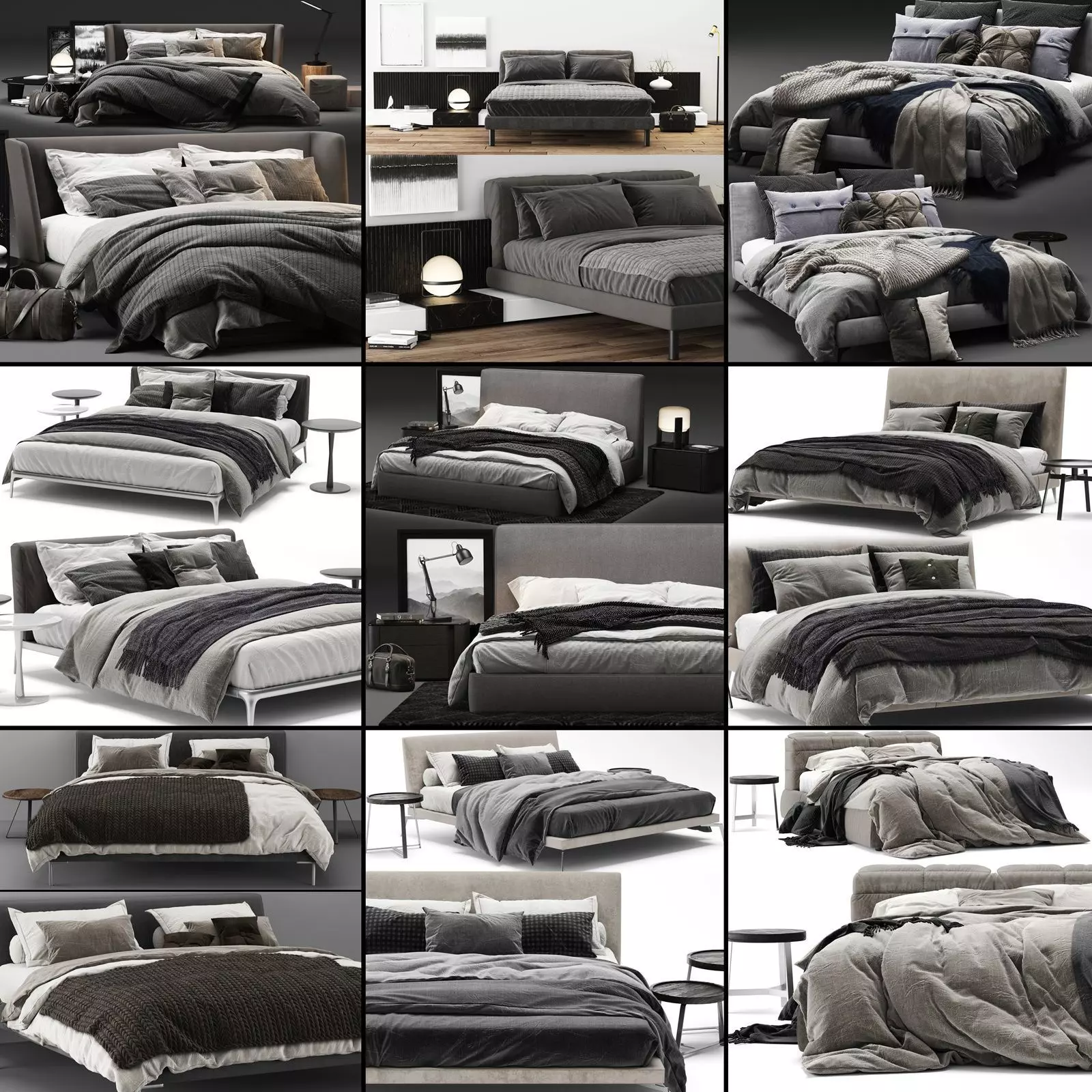 Bed Collection 04 - 10 Items 3D model_0