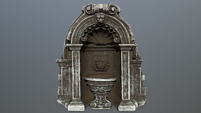 fountain gothic style toilet with ornate design Low-poly 3D model