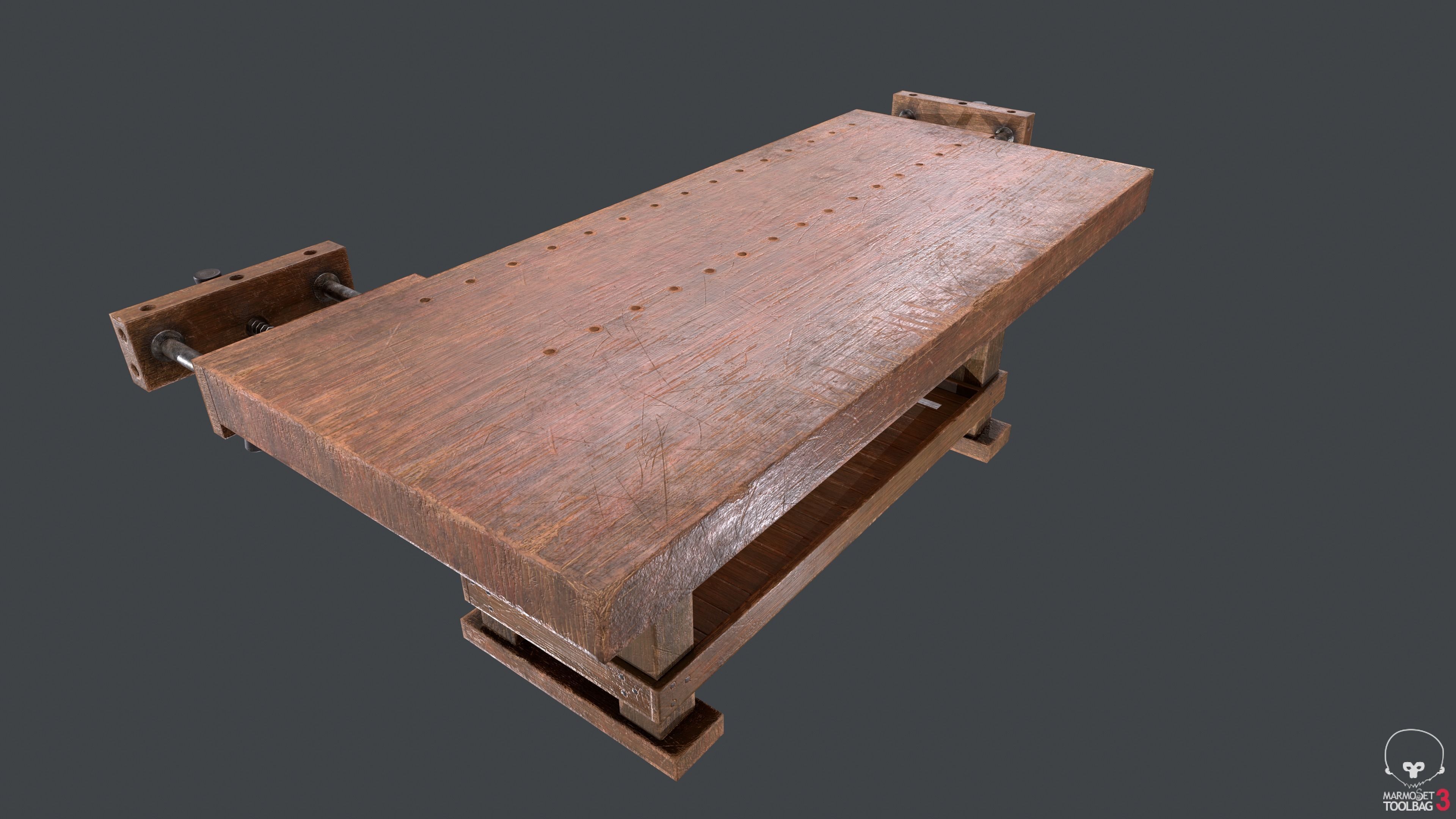 Carpenter Bench Low-poly 3D model_8