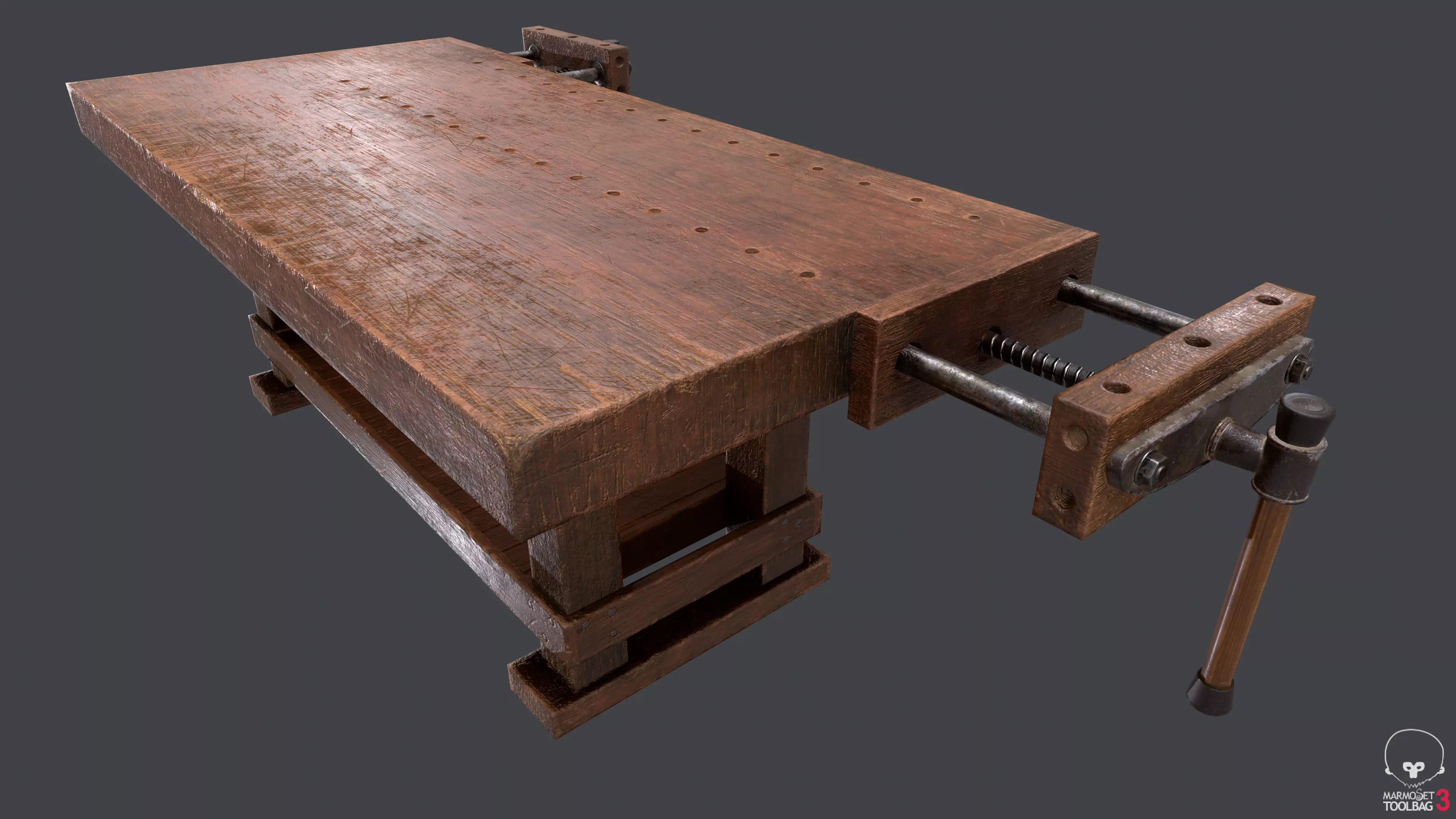 Carpenter Bench Low-poly 3D model_0