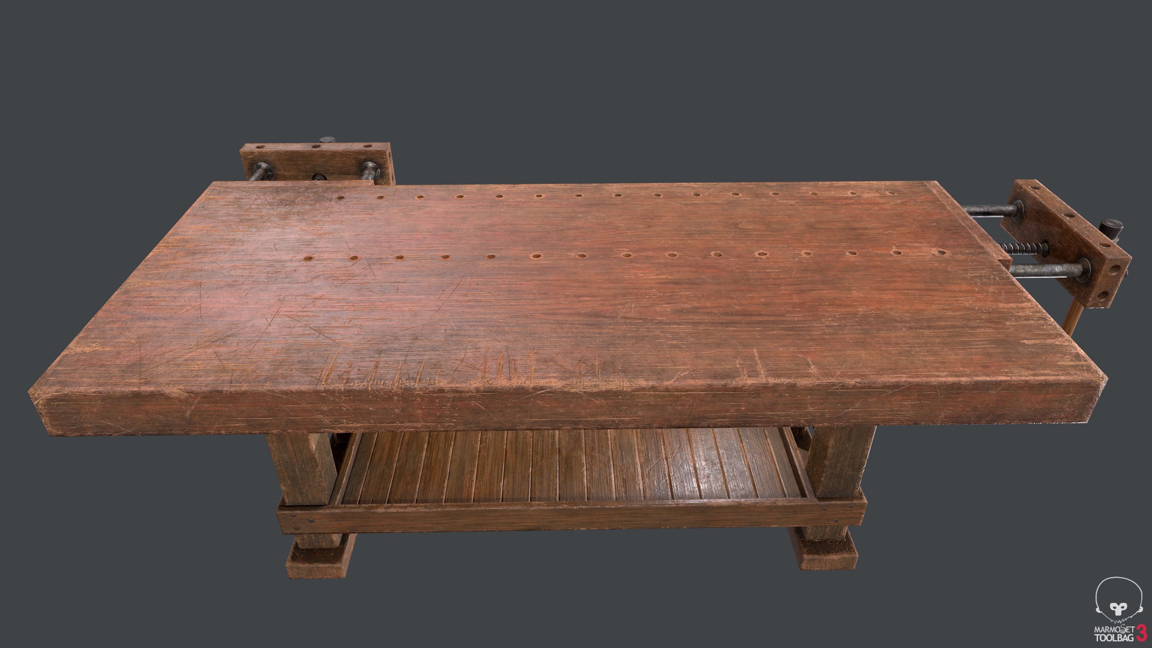 Carpenter Bench Low-poly 3D model_2