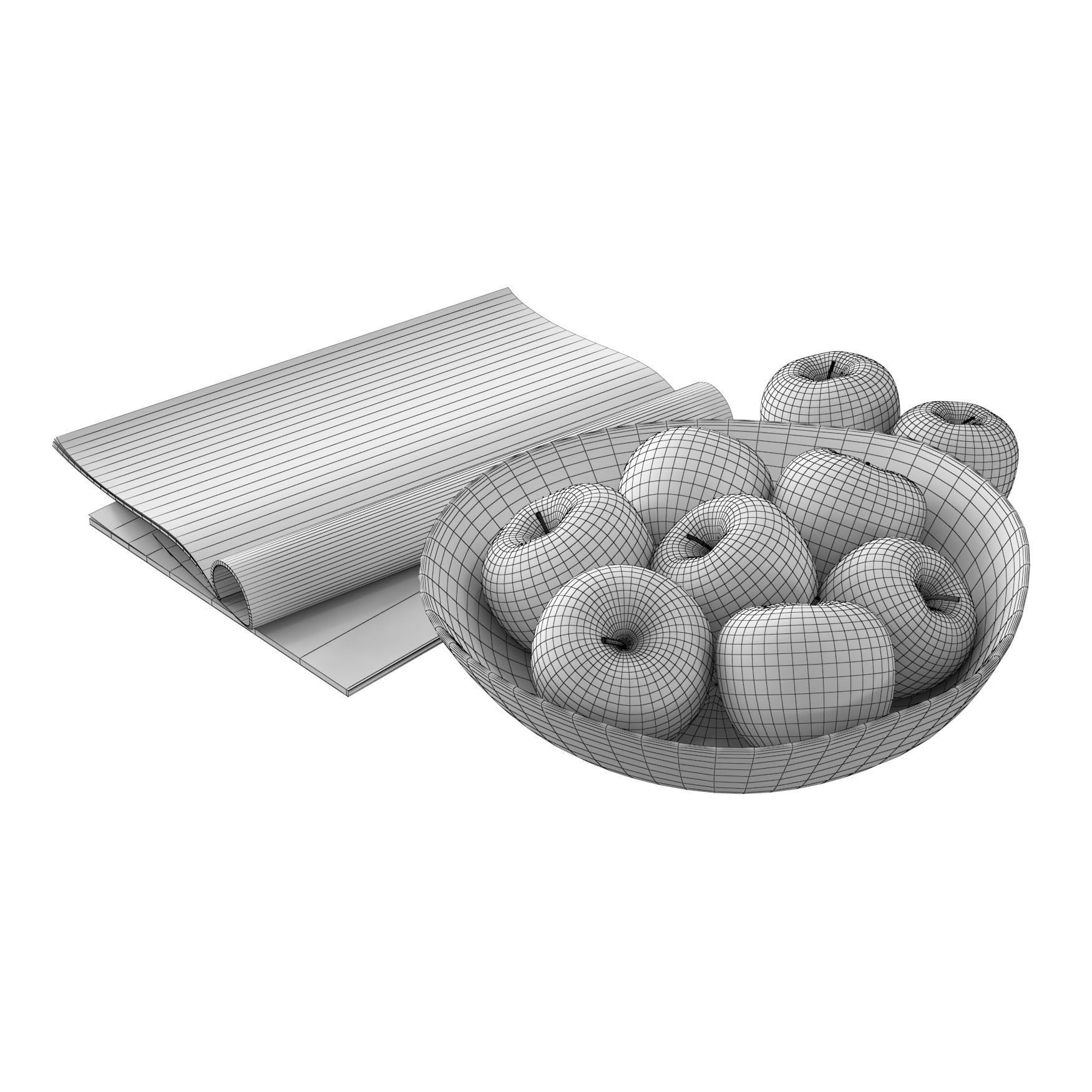 Fruit Bowls Red Apples  3D model_4