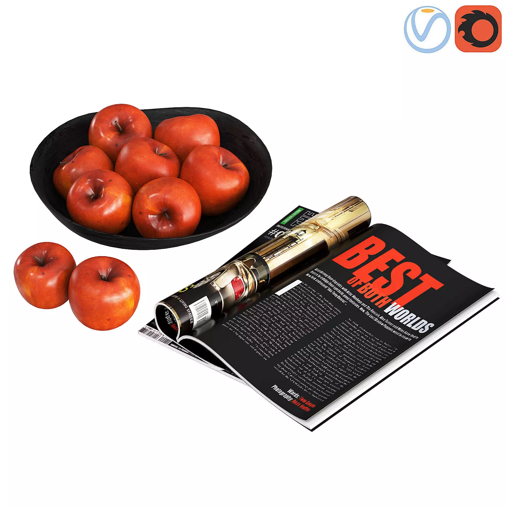 Fruit Bowls Red Apples  3D model_0