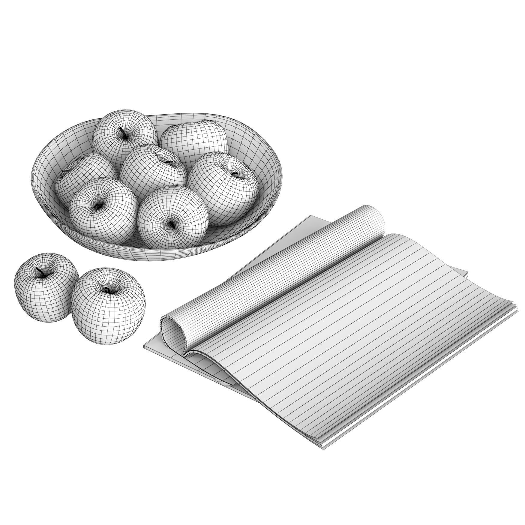 Fruit Bowls Red Apples  3D model_3