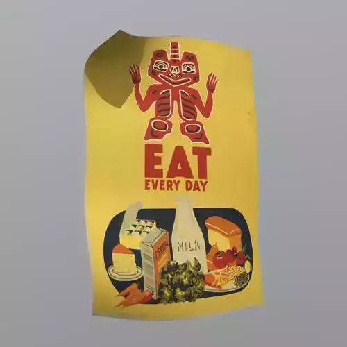 Poster 1 that says eat every day Low-poly 3D model